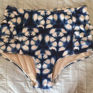 Kortni Jeane Hip Ruffle Bottoms in Blue Tie Dye XL